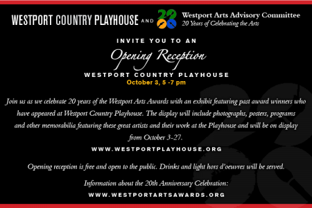 20 Years of Celebrating the Arts Opening Reception – Oct 3rd, 5pm, Westport Country Playhouse